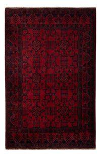 Alfombra afgana - Kunduz - 201 x 129 cm - rojo oscuro