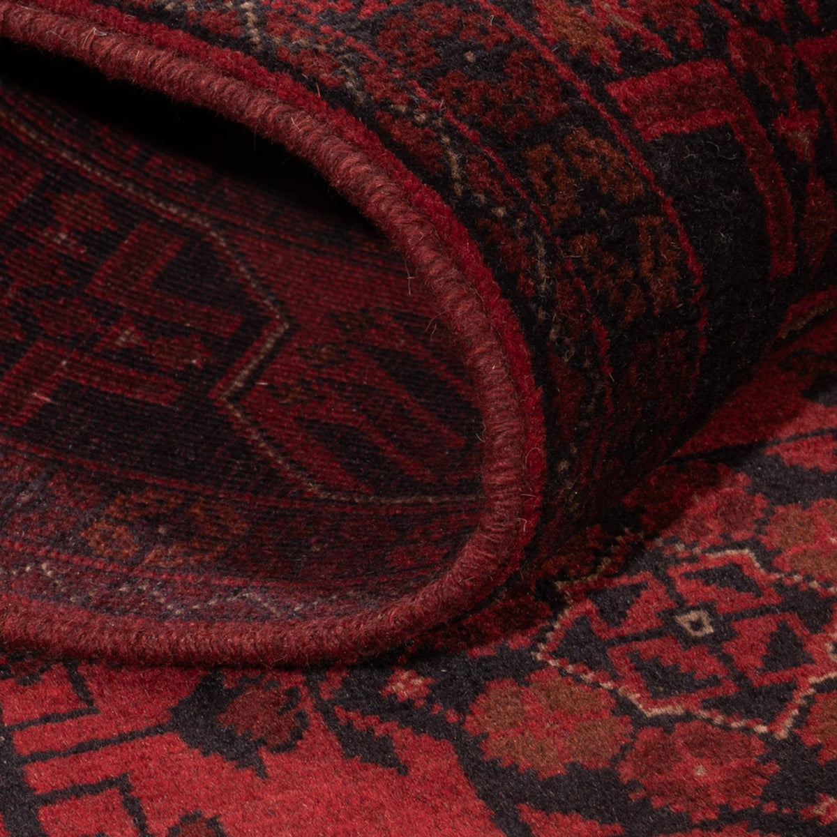 Alfombra afgana - Kunduz - 201 x 129 cm - rojo oscuro