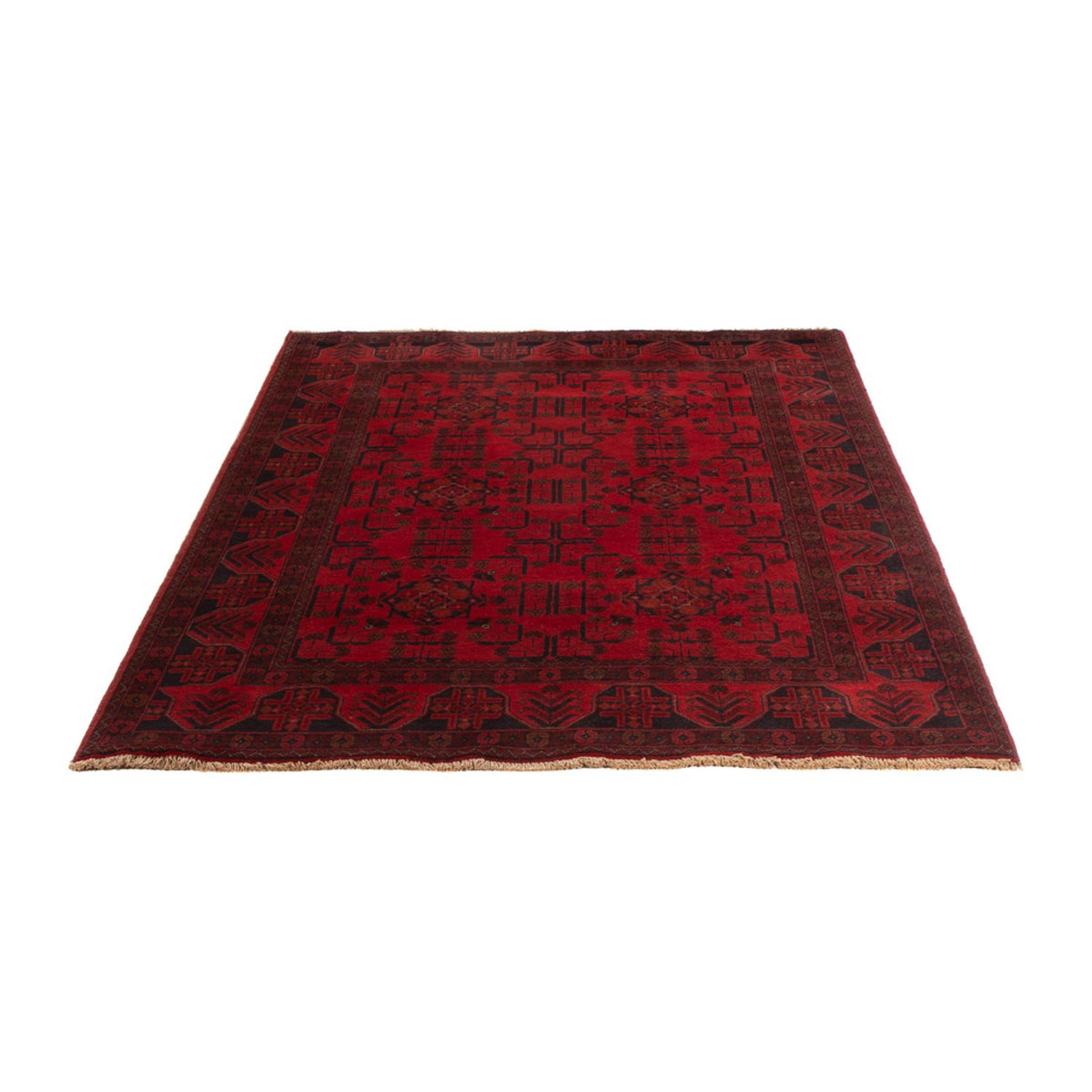 Alfombra afgana - Kunduz - 201 x 129 cm - rojo oscuro