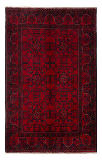 Alfombra afgana - Kunduz - 201 x 126 cm - rojo oscuro