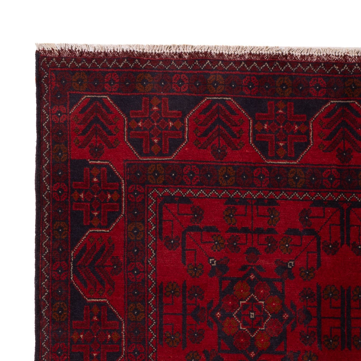 Alfombra afgana - Kunduz - 201 x 126 cm - rojo oscuro