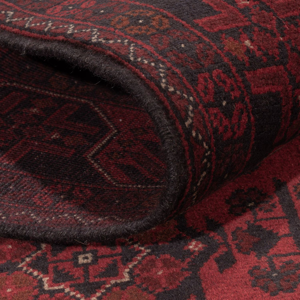 Alfombra afgana - Kunduz - 201 x 126 cm - rojo oscuro