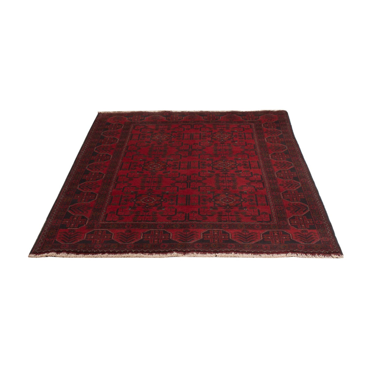 Alfombra afgana - Kunduz - 201 x 126 cm - rojo oscuro