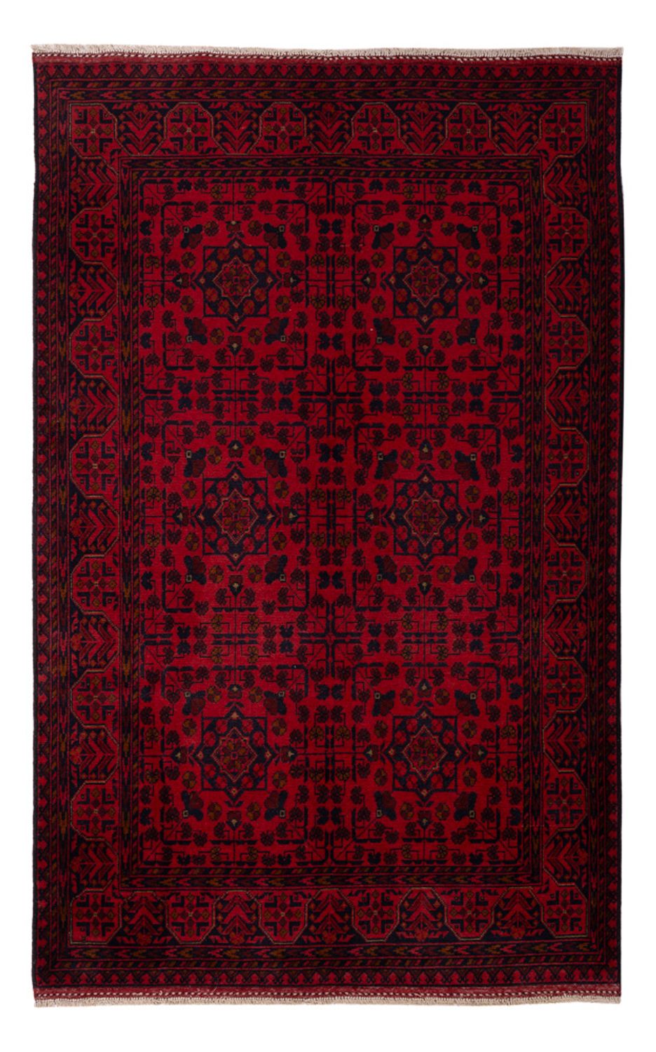 Alfombra afgana - Kunduz - 200 x 127 cm - rojo oscuro