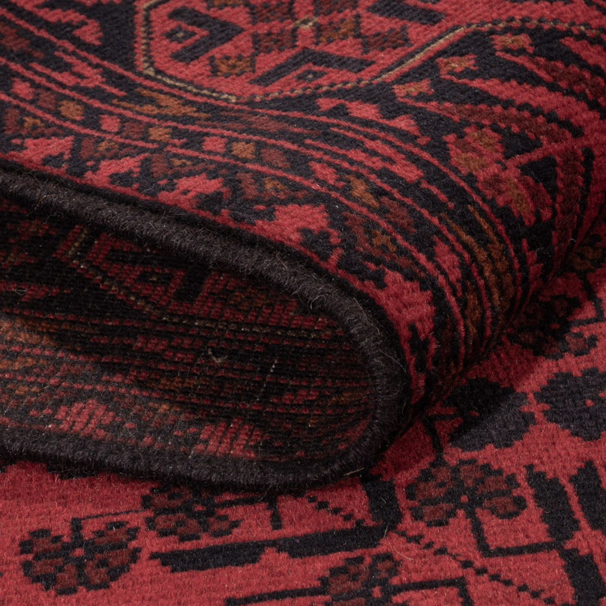 Alfombra afgana - Kunduz - 200 x 127 cm - rojo oscuro