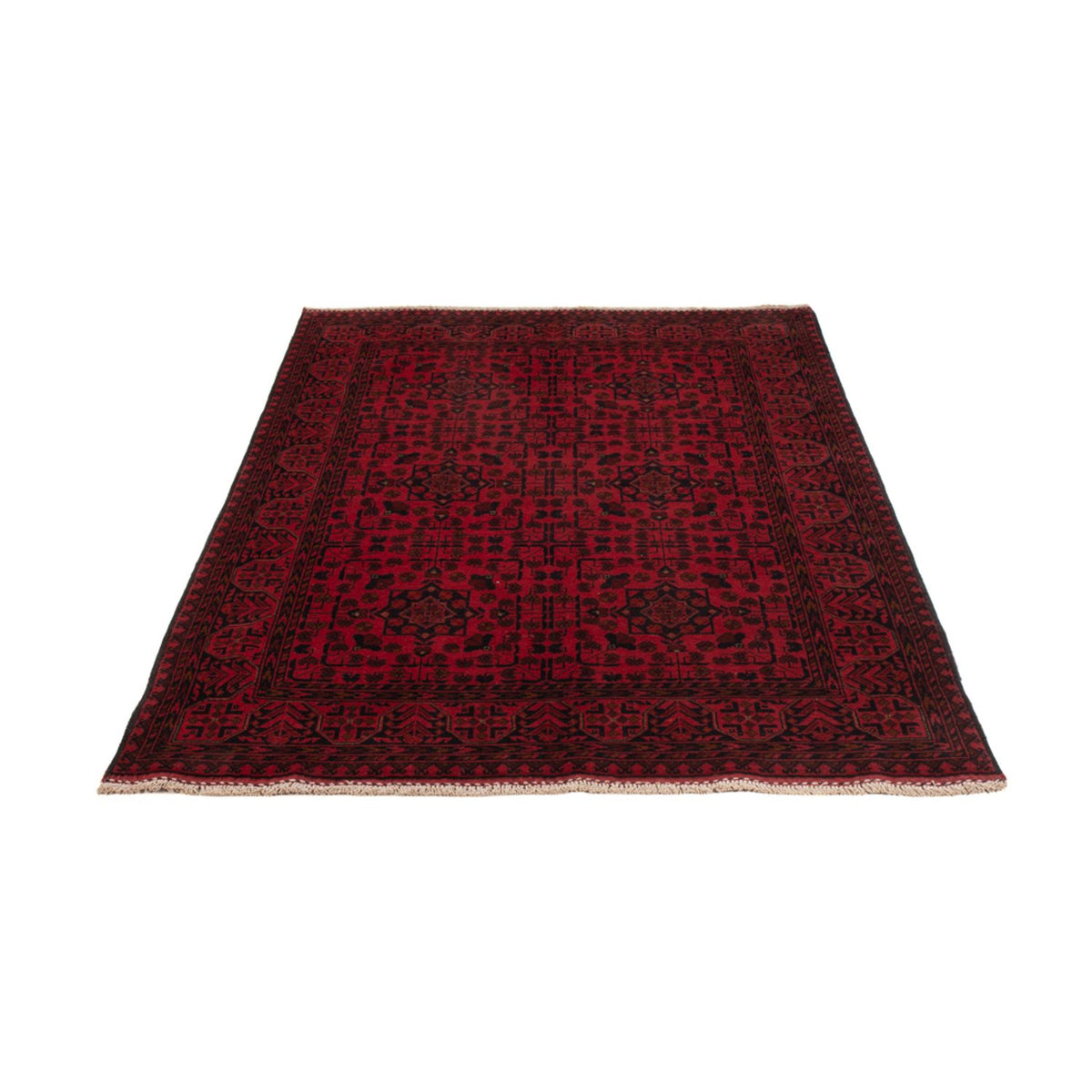 Alfombra afgana - Kunduz - 200 x 127 cm - rojo oscuro