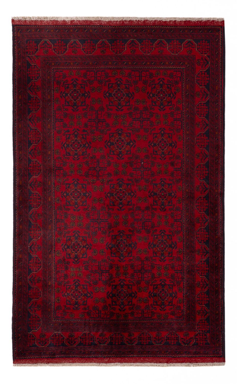 Alfombra afgana - Kunduz - 195 x 123 cm - rojo oscuro