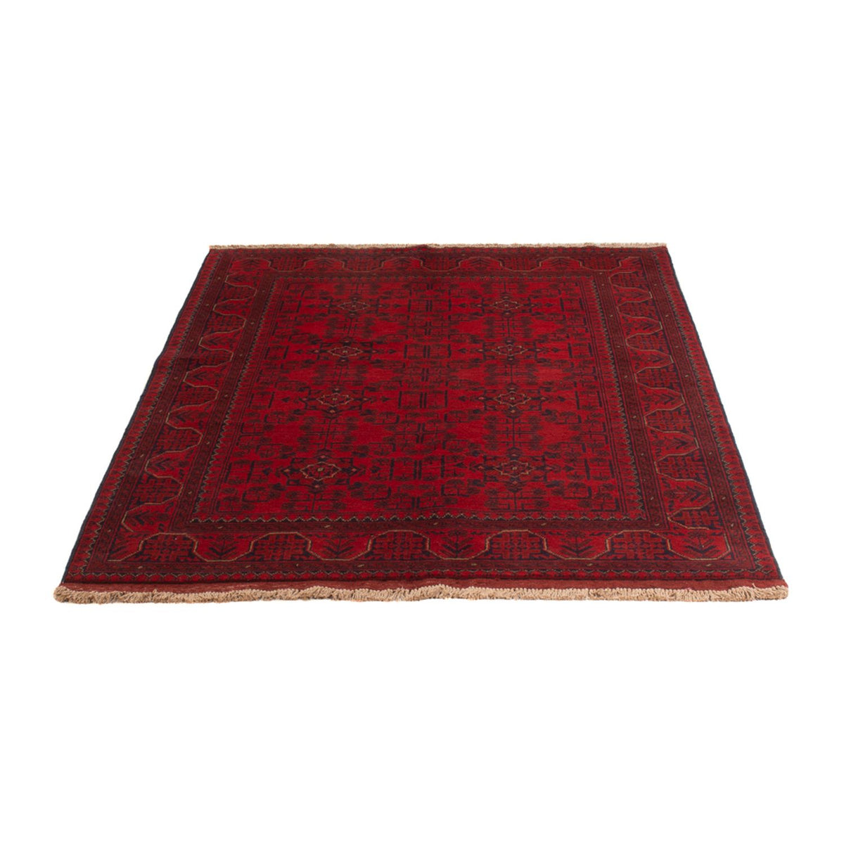 Alfombra afgana - Kunduz - 193 x 124 cm - rojo oscuro