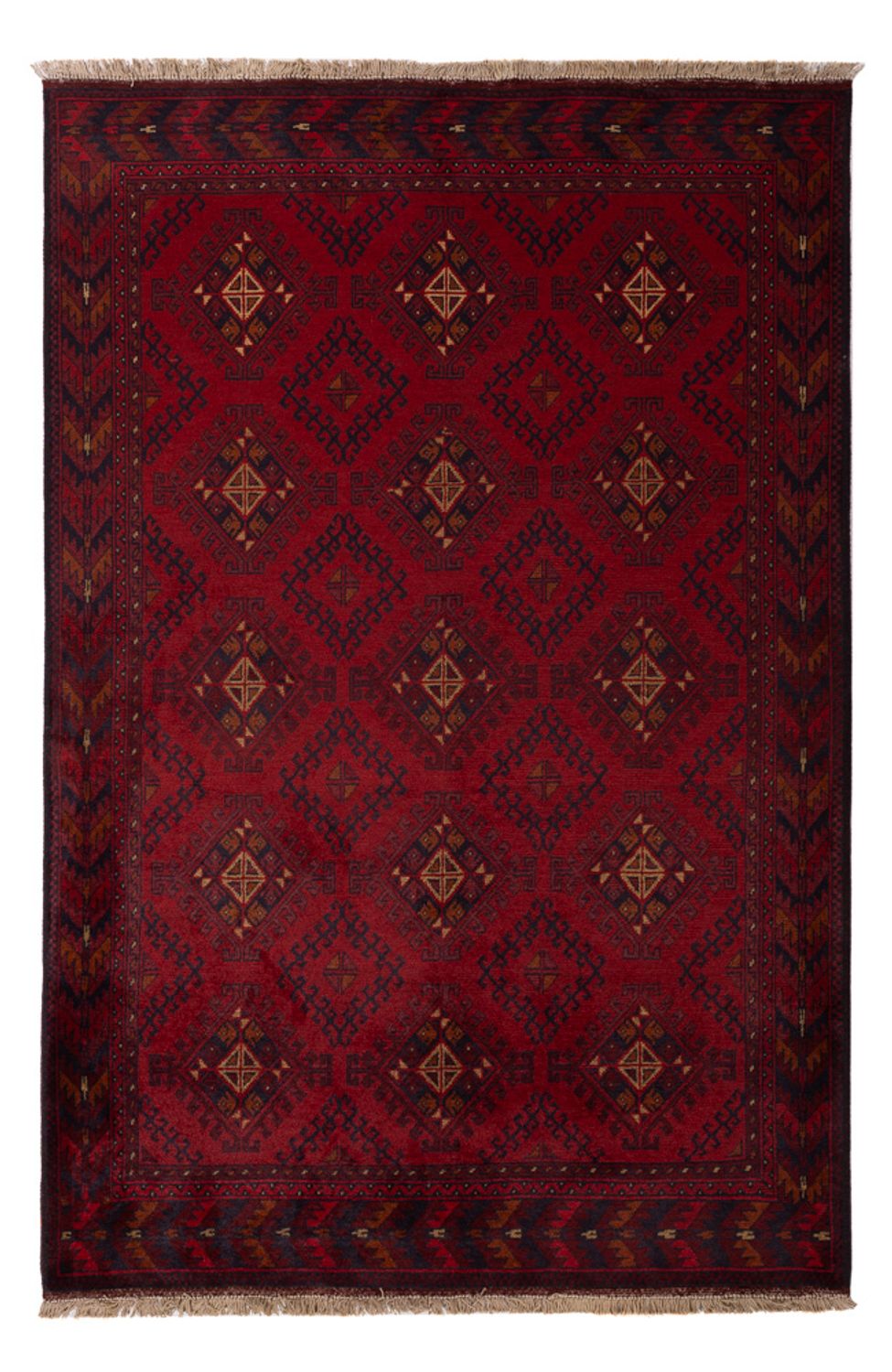 Alfombra afgana - Kunduz - 195 x 125 cm - rojo oscuro