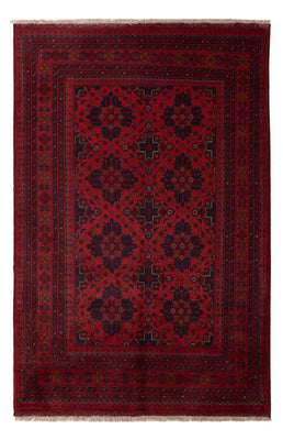 Alfombra afgana - Kunduz - 198 x 124 cm - rojo oscuro