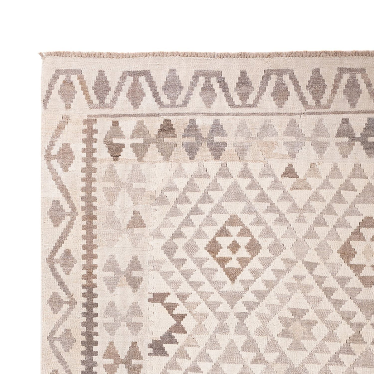 Alfombra Kelim - Splash - 286 x 202 cm - gris claro