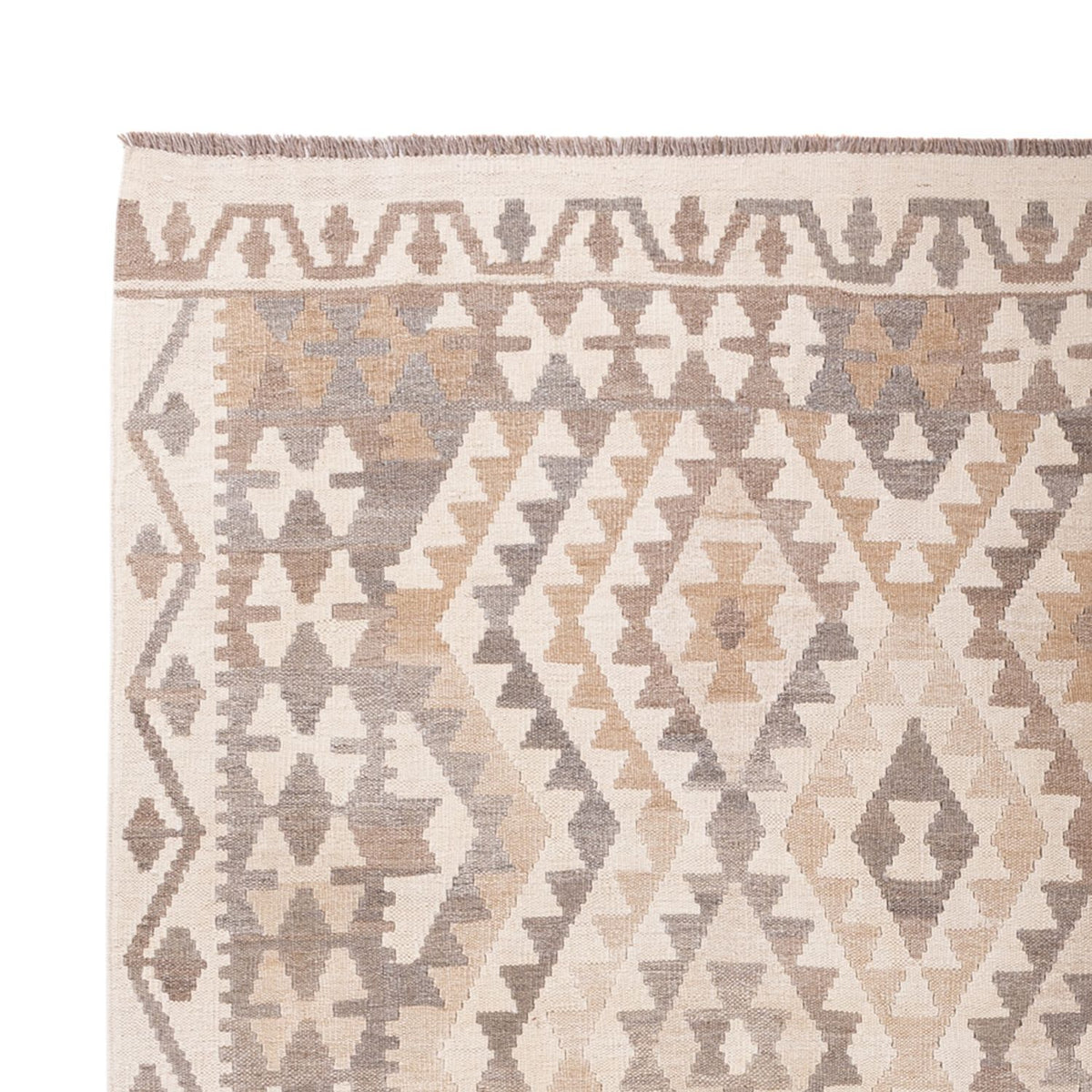 Alfombra Kelim - Splash - 291 x 207 cm - gris claro