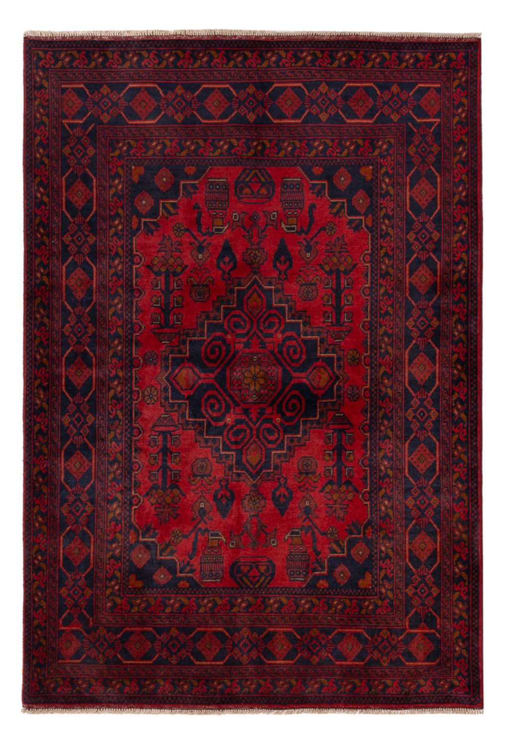 Alfombra afgana - Kunduz - 197 x 128 cm - rojo