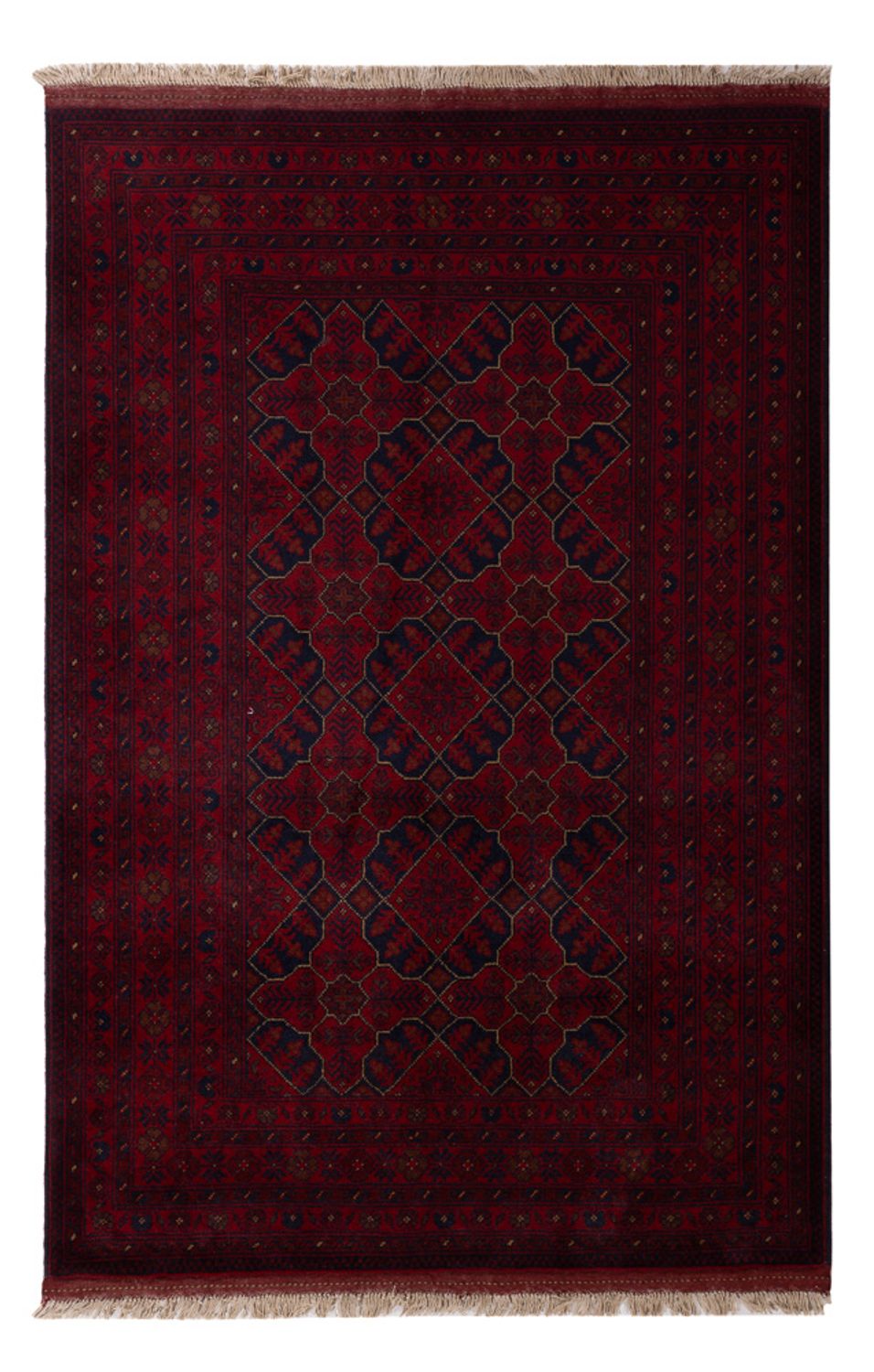 Alfombra afgana - Kunduz - 196 x 126 cm - rojo oscuro