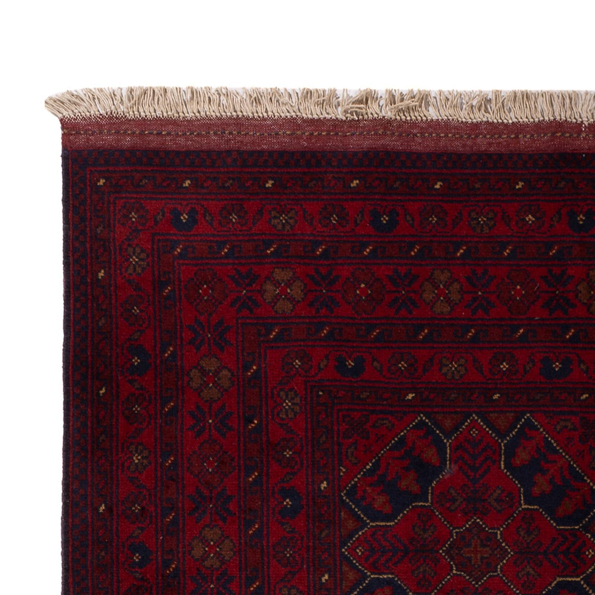 Alfombra afgana - Kunduz - 196 x 126 cm - rojo oscuro