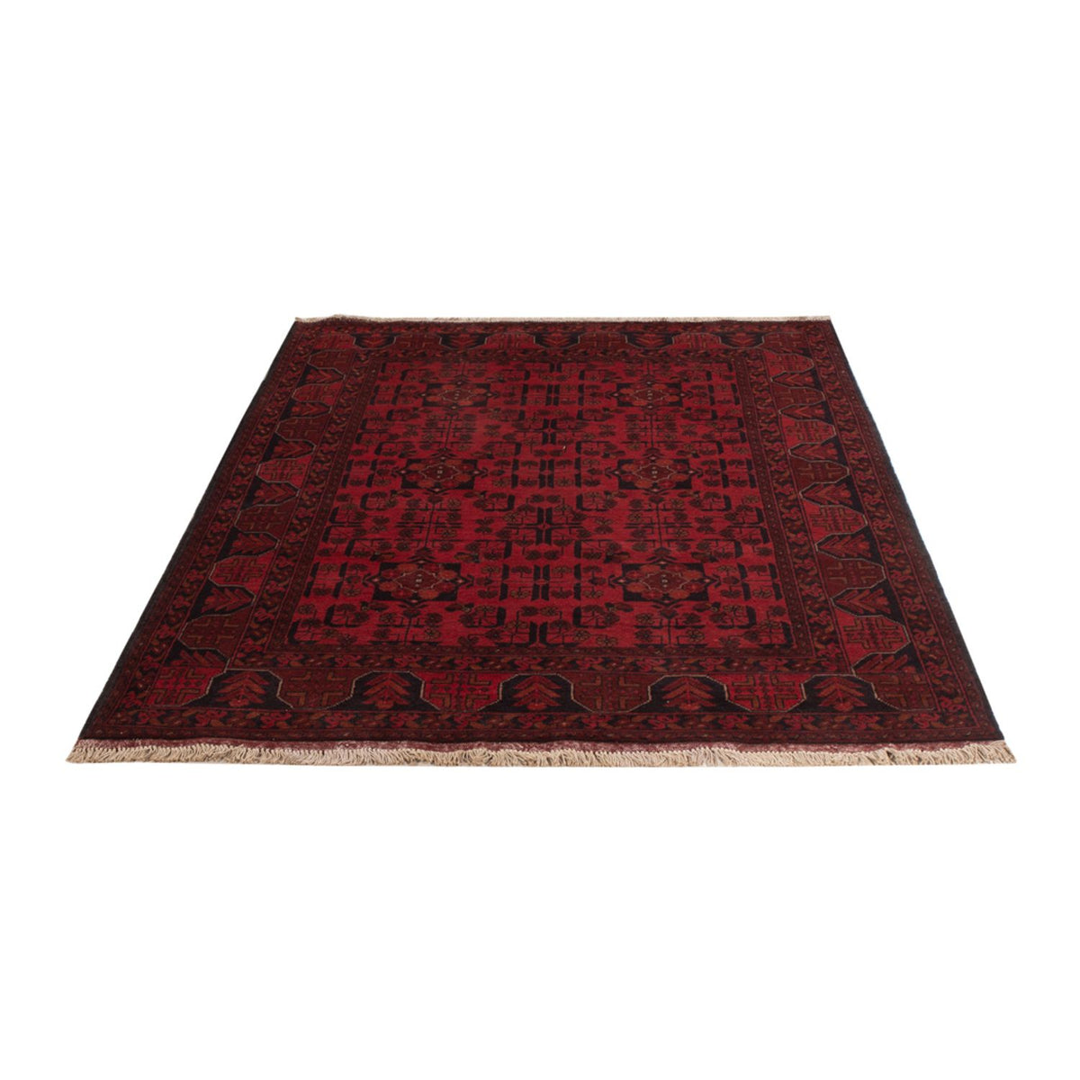 Alfombra afgana - Kunduz - 191 x 127 cm - rojo oscuro