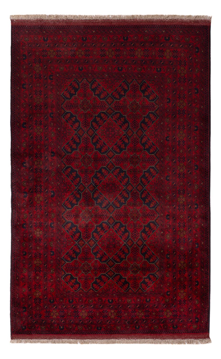 Alfombra afgana - Kunduz - 201 x 128 cm - rojo oscuro