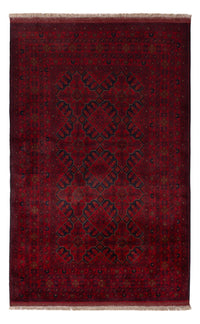 Alfombra afgana - Kunduz - 201 x 128 cm - rojo oscuro