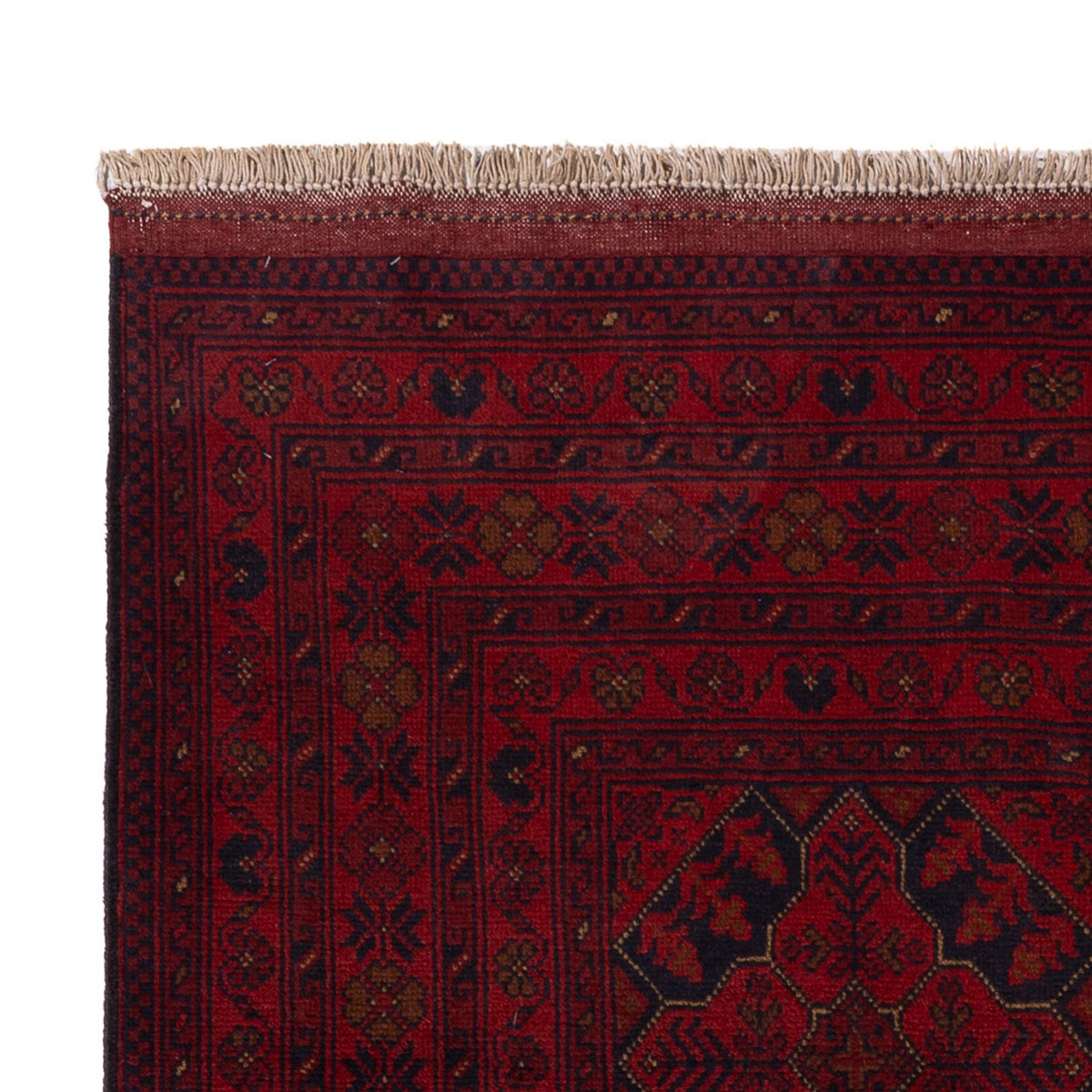 Alfombra afgana - Kunduz - 201 x 128 cm - rojo oscuro