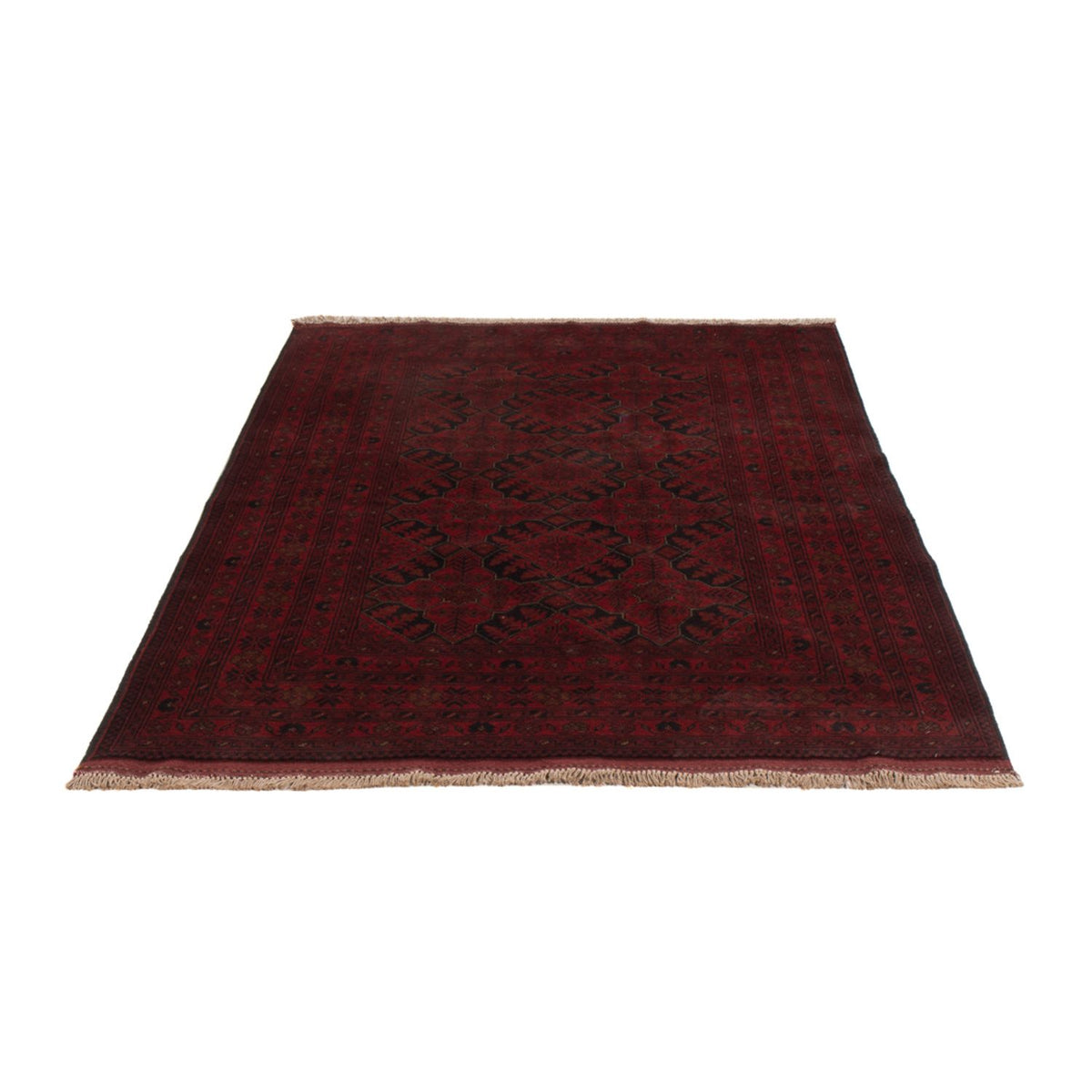 Alfombra afgana - Kunduz - 201 x 128 cm - rojo oscuro