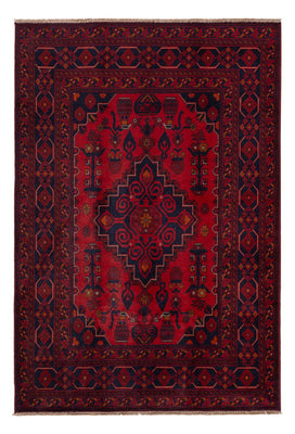 Alfombra afgana - Kunduz - 197 x 127 cm - rojo oscuro