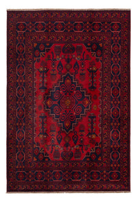 Alfombra afgana - Kunduz - 197 x 127 cm - rojo oscuro