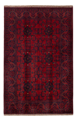 Alfombra afgana - Kunduz - 199 x 132 cm - rojo oscuro