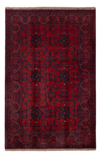 Alfombra afgana - Kunduz - 199 x 132 cm - rojo oscuro