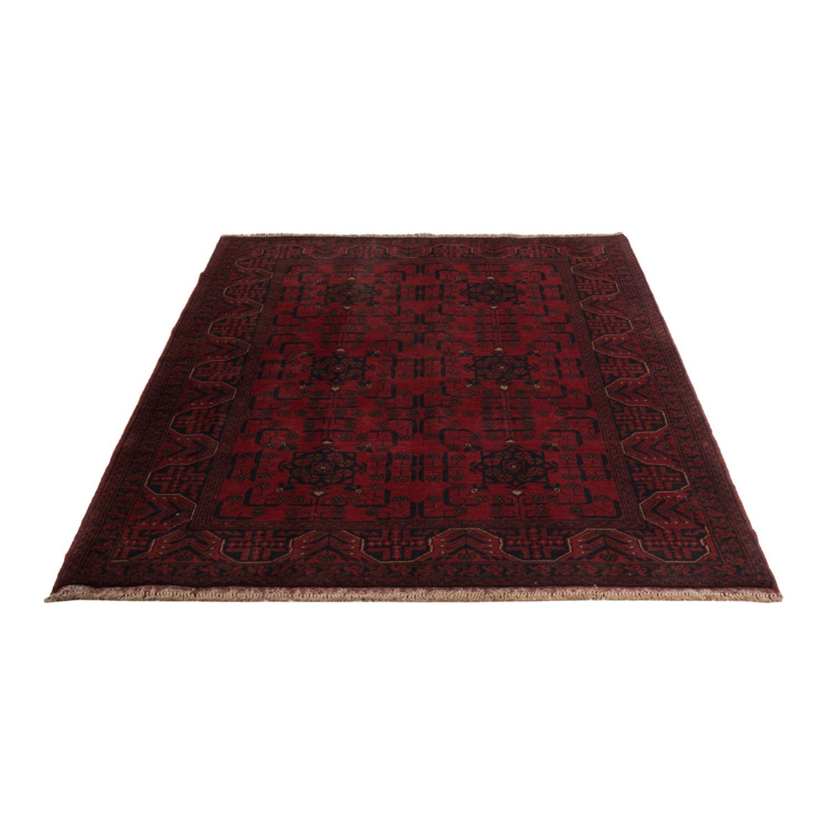 Alfombra afgana - Kunduz - 199 x 132 cm - rojo oscuro