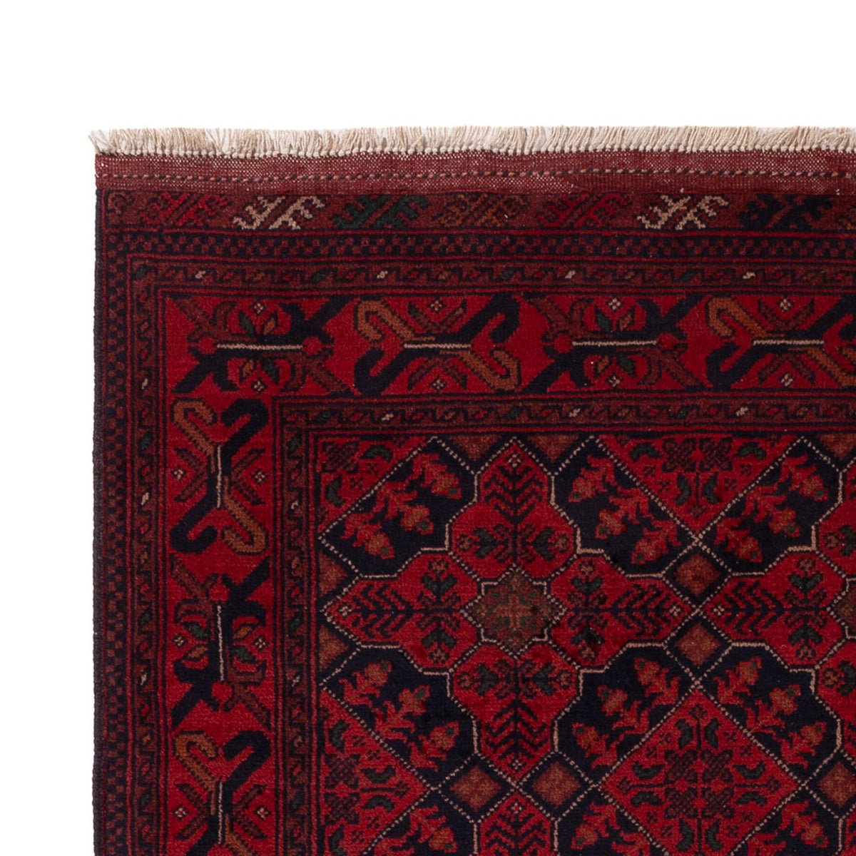 Alfombra afgana - Kunduz - 198 x 125 cm - rojo oscuro