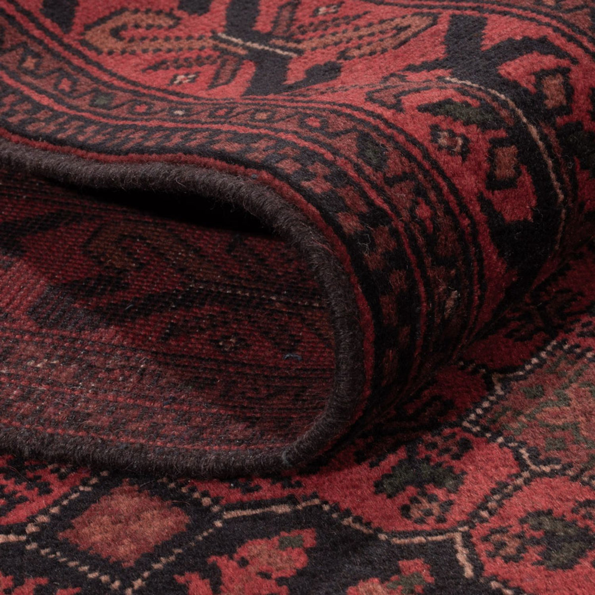 Alfombra afgana - Kunduz - 198 x 125 cm - rojo oscuro