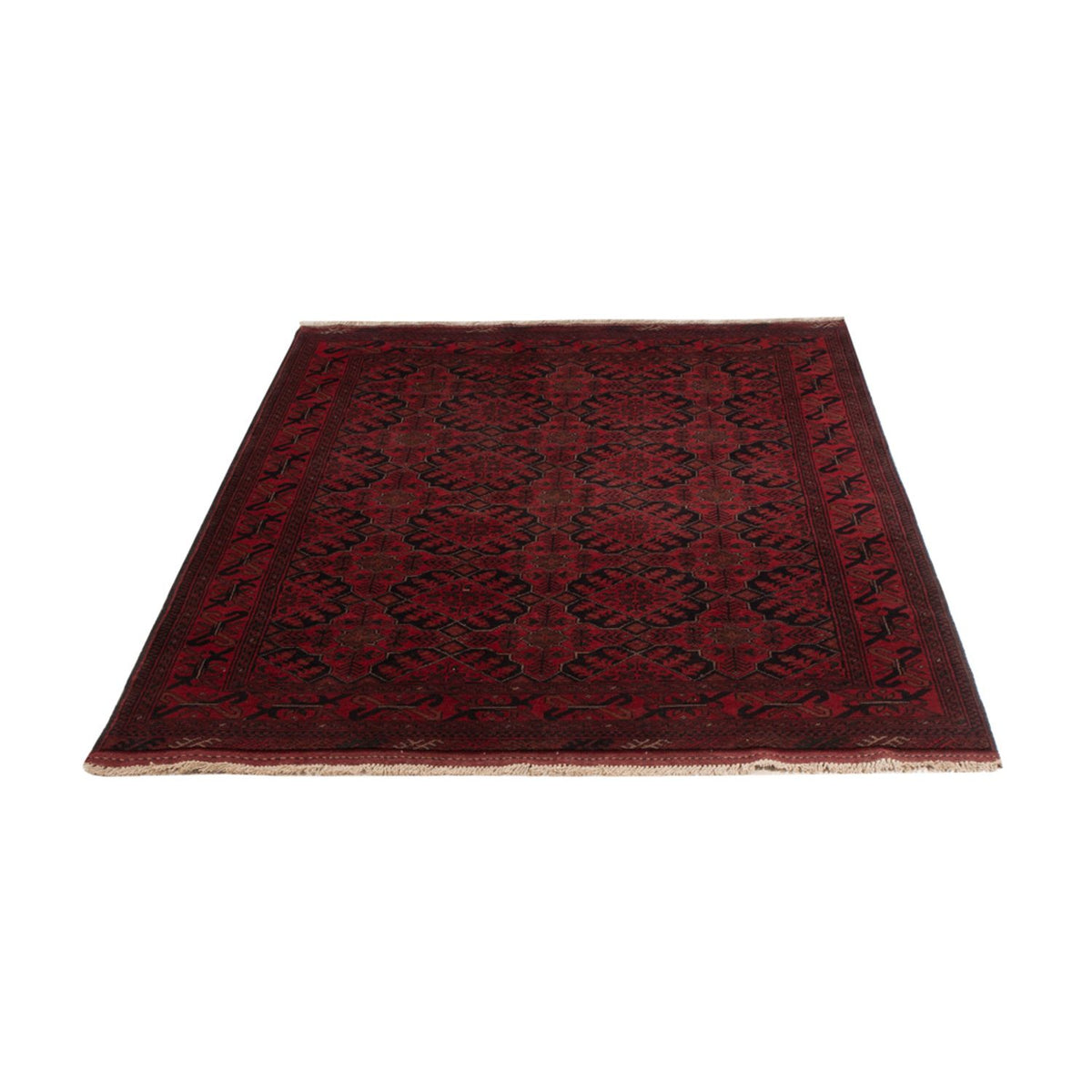 Alfombra afgana - Kunduz - 198 x 125 cm - rojo oscuro