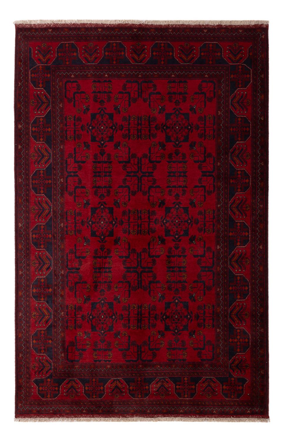 Alfombra afgana - Kunduz - 195 x 125 cm - rojo oscuro