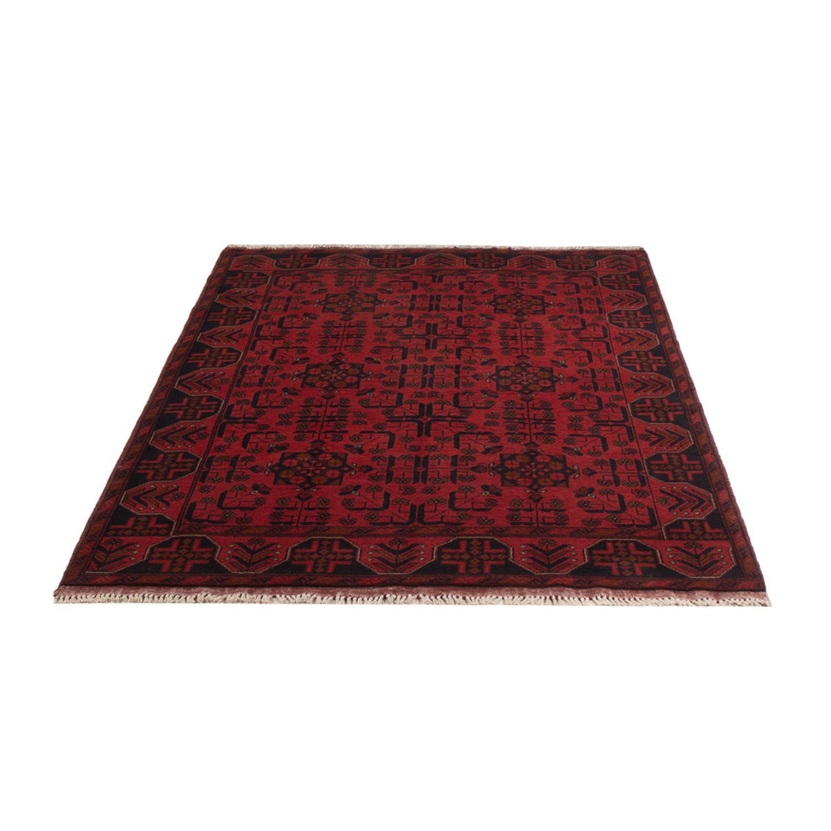 Alfombra afgana - Kunduz - 196 x 130 cm - rojo oscuro
