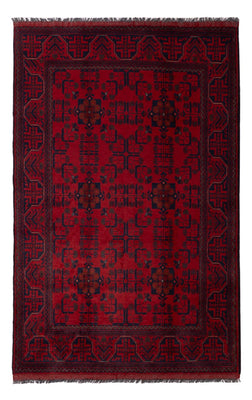 Alfombra afgana - Kunduz - 197 x 125 cm - rojo oscuro