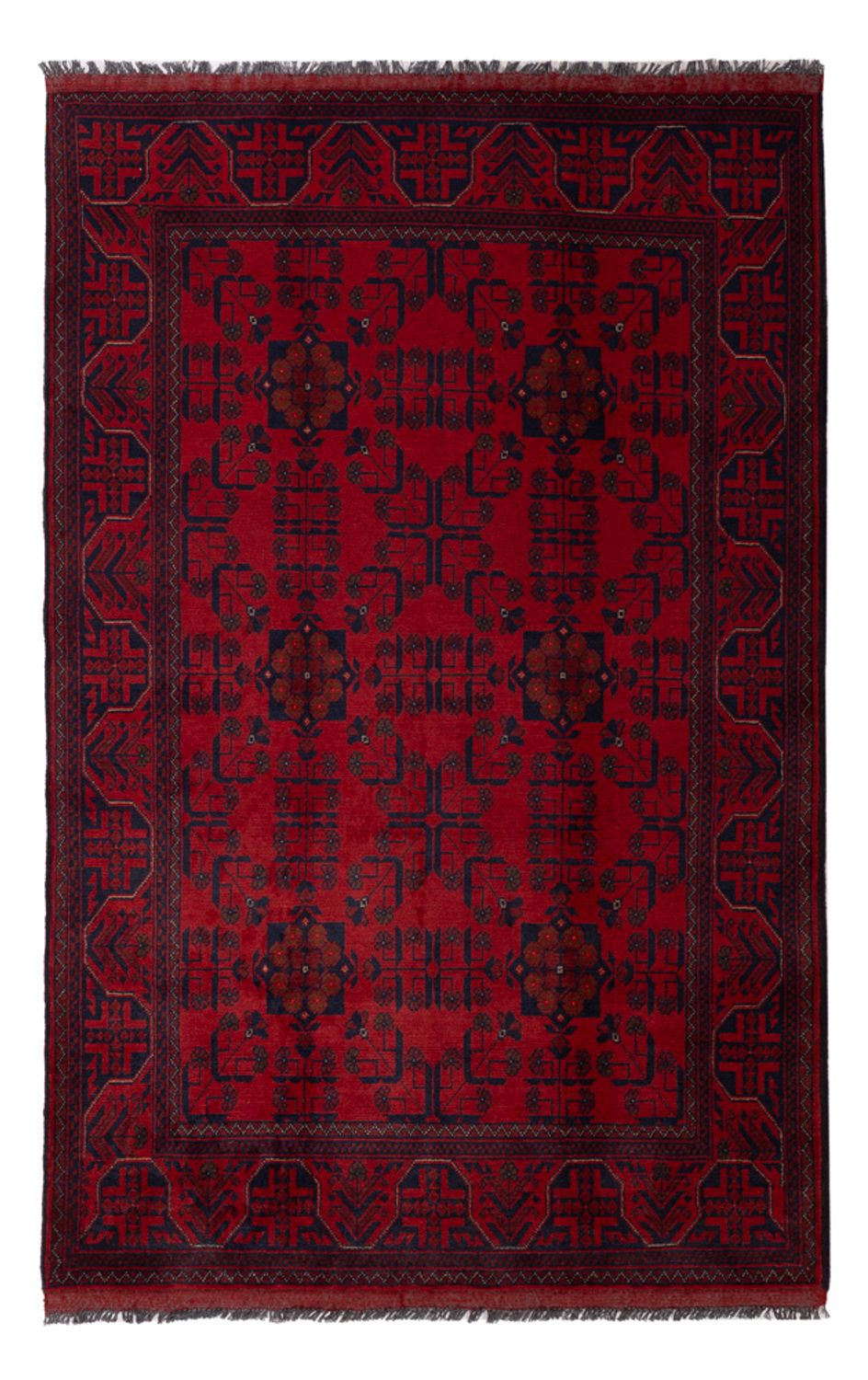 Alfombra afgana - Kunduz - 197 x 125 cm - rojo oscuro