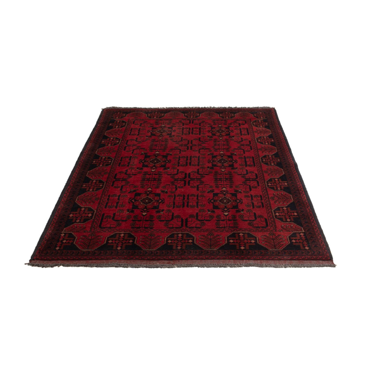 Alfombra afgana - Kunduz - 197 x 121 cm - rojo oscuro