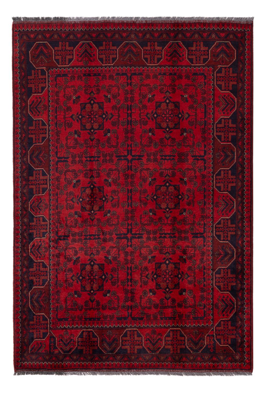 Alfombra afgana - Kunduz - 195 x 128 cm - rojo oscuro