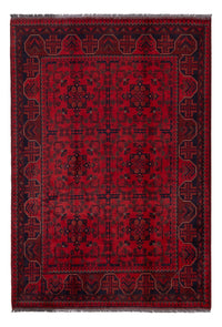 Alfombra afgana - Kunduz - 195 x 128 cm - rojo oscuro