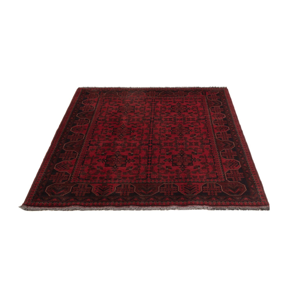Alfombra afgana - Kunduz - 195 x 128 cm - rojo oscuro