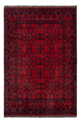 Alfombra afgana - Kunduz - 194 x 133 cm - rojo oscuro