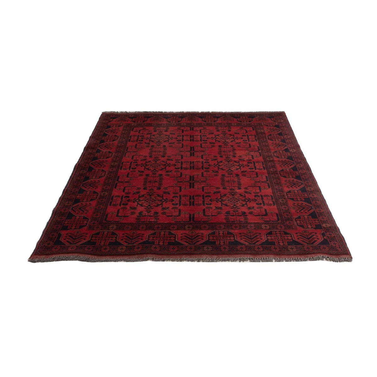 Alfombra afgana - Kunduz - 194 x 133 cm - rojo oscuro