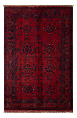 Alfombra afgana - Kunduz - 198 x 130 cm - rojo oscuro