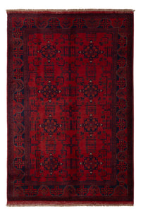 Alfombra afgana - Kunduz - 198 x 130 cm - rojo oscuro