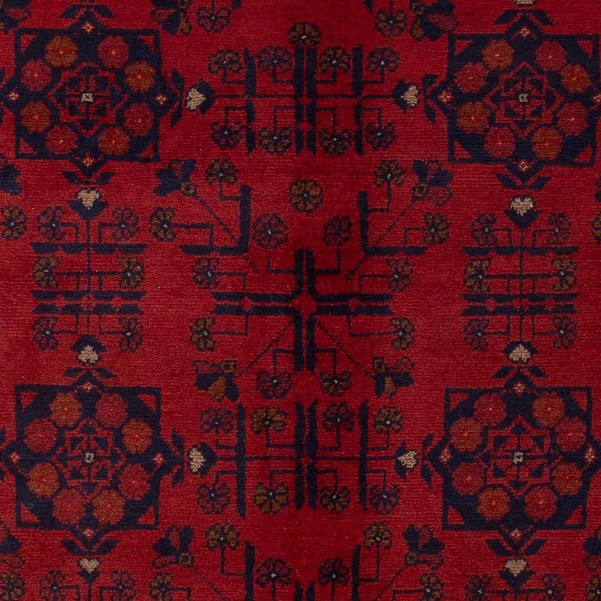 Alfombra afgana - Kunduz - 198 x 130 cm - rojo oscuro