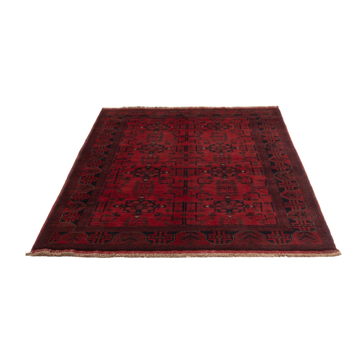 Alfombra afgana - Kunduz - 198 x 130 cm - rojo oscuro