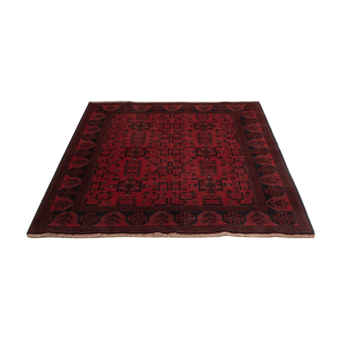 Alfombra afgana - Kunduz - 193 x 127 cm - rojo oscuro