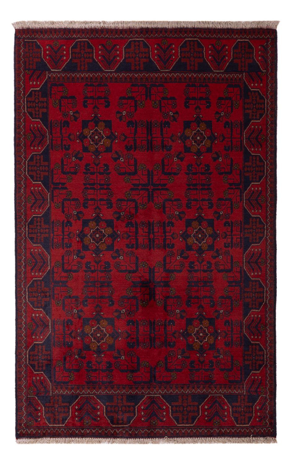 Alfombra afgana - Kunduz - 196 x 121 cm - rojo oscuro