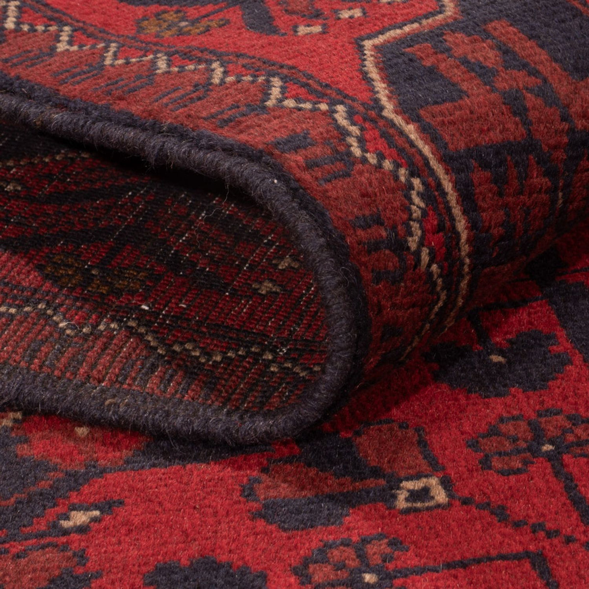 Alfombra afgana - Kunduz - 196 x 121 cm - rojo oscuro