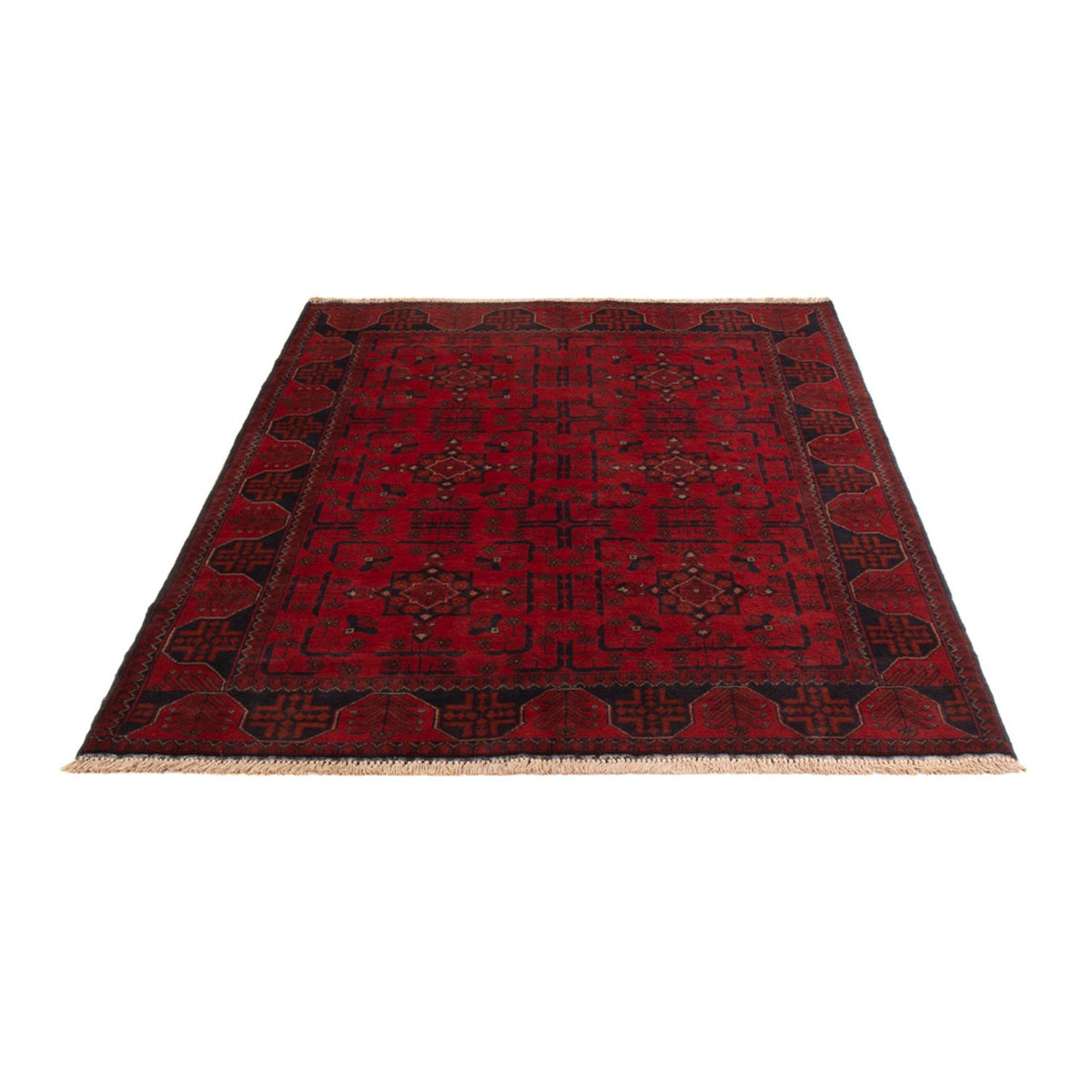 Alfombra afgana - Kunduz - 192 x 127 cm - rojo oscuro